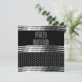 Invitation Art Déco Black Silver Spot (Debout devant)