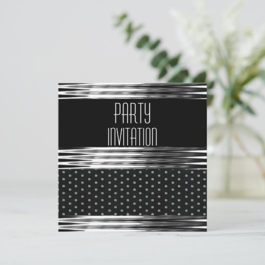 Invitation Art Déco Black Silver Spot (Debout devant)