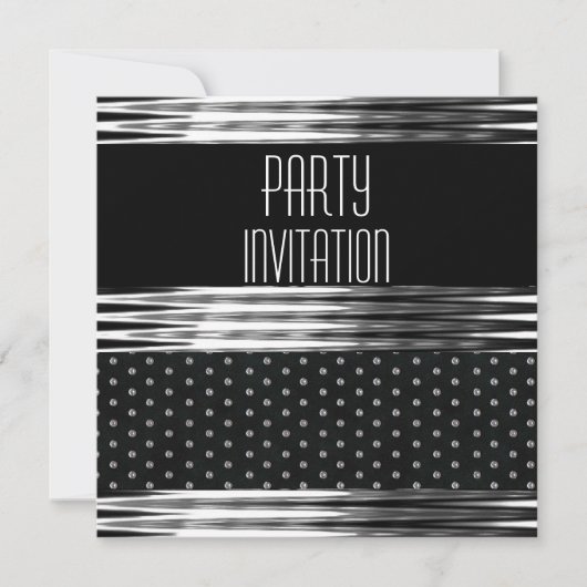 Invitation Art Déco Black Silver Spot (Devant)