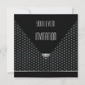 Invitation Art Déco Black Silver White Spots (Devant)