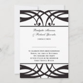 Invitation Art déco blanc noir d'invitations de mariage (Devant)