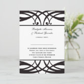 Invitation Art déco blanc noir d'invitations de mariage (Debout devant)