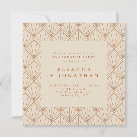 Invitation Art Déco Burnt Orange Elegant Engagement Party (Devant)