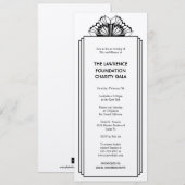 Invitation Art Déco cadre noir empilé glamour événement forme (Devant / Derrière)