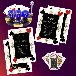 Invitation Art Déco Casino Royale Poker Femme 100e anniversai