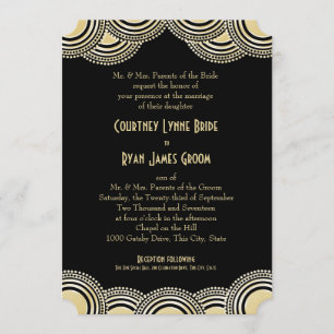 Invitation Art Déco Center Stage Gold et Black Mariage