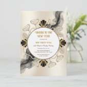 Invitation Art Deco Champagne & Pearls Cheers to the New Year (Debout devant)