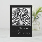 Invitation Art déco classique moderne Mariage noir & blanc (Debout devant)