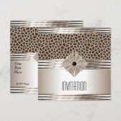 Invitation Art Déco Crème Beige Impression Animale (Devant / Derrière)