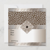 Invitation Art Déco Crème Beige Impression Animale (Dos)
