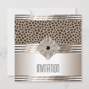 Invitation Art Déco Crème Beige Impression Animale