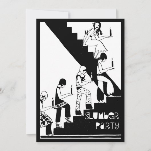 Invitation Art déco de cru de soirée pyjamas de monogramme (Devant)