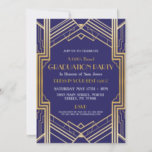 Invitation Art déco de la Gatsby Party Gold (Devant)