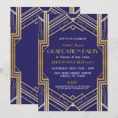Invitation Art déco de la Gatsby Party Gold (Devant / Derrière)