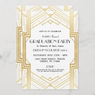 Invitation Art déco de la Gatsby Party Gold