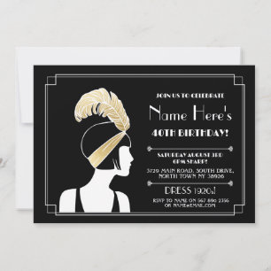 invitation Art déco des années 1920 Gatsby Girl Go