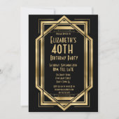 Invitation Art déco des années 20 | Gold 40th Birthday (Devant)