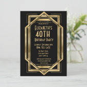 Invitation Art déco des années 20 | Gold 40th Birthday (Debout devant)