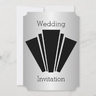 Invitation Art Déco Design Mariage Noir Et Argent