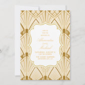 Invitation Art Déco Diamant Mariage blanc et or (Devant)