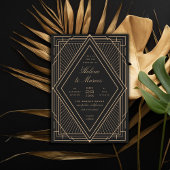 Invitation Art Déco Diamond Mariage noir et or