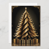 Invitation Art déco d'or Design d'arbre de Noël (Devant / Derrière)