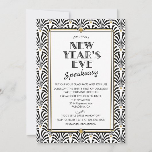 Invitation Art Déco du Nouvel An Gatsby (Devant)