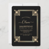 Invitation Art Déco Élégant 50e Anniversaire (Devant)