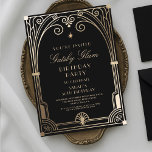 Invitation Art Déco élégant Black Gold 20s Classic Anniversai<br><div class="desc">Art Déco élégant Black Gold 20s Classic Anniversaire</div>