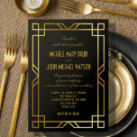 Invitation Art Déco Elegant Classic Gold Frame Black Mariage<br><div class="desc">*NON FOIL* A la recherche d'une invitation de mariage vintage luxueuse et élégante qui exsumera le style Art déco classique de l'époque du Grand Gatsby ? Ne cherchez pas plus loin que notre design original, avec un magnifique faux vintage doré avec une pointe de cadre moderne sur un arrière -...</div>