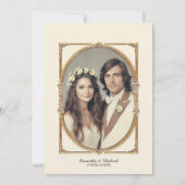 Invitation Art Déco Élégant Fleur Or Photo 50e Anniversaire (Dos)