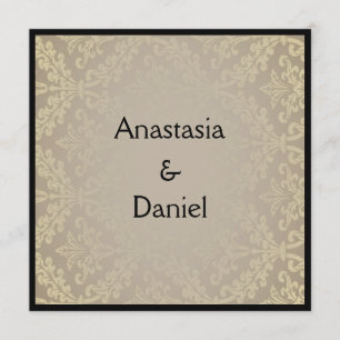 Invitation Art Déco élégante mariage damassé grisâ