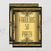 Invitation ART DECO Fabuleux 50 50e Gatsby fête d'anniversair (Devant / Derrière)