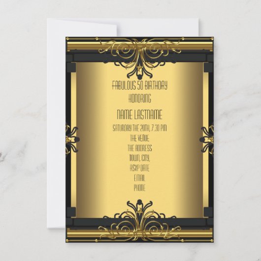 Invitation ART DECO Fabuleux 50 50e Gatsby fête d'anniversair (Dos)