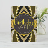 Invitation Art Déco Fabuleux 50 Anniversaire Gatsby Party (Debout devant)
