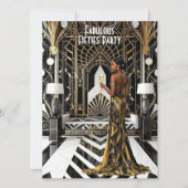 Invitation Art déco fabuleux Ethnic Woman Gold Black White (Devant)