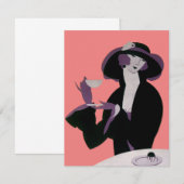 Invitation Art Déco Femme, Thé et Cupcake vintage (Devant / Derrière)