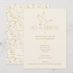 Invitation Art Déco Filigrane d'Or 40e Anniversaire d'Oie