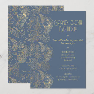 Invitation Art Déco filigrane d'or   Anniversaire 30 ans du T