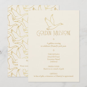 Invitation Art Déco Filigrane d'Or Anniversaire 50 ans d'un