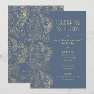 Invitation Art Déco Filigrane d'Or Anniversaire 80 ans du T
