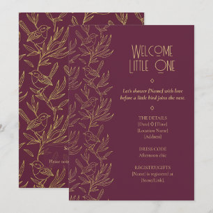 Invitation Art Déco Filigrane d'Or Baby Shower Troglodyte m