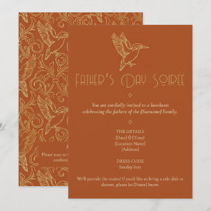 Invitation Art Déco Filigrane d'Or Martin-pêcheur Fête des