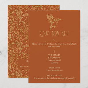 Invitation Art Déco Filigrane d'Or   Martin-pêcheur pour pend