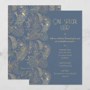 Invitation Art Déco filigrane or Anniversaire de Toucan 1 a