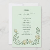 Invitation Art déco fleurs vert Table Numéro de siège Tableau (Devant)
