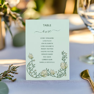 Invitation Art déco fleurs vert Table Numéro de siège Tableau