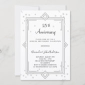 Invitation Art Deco Gatsby 25th diamonds wedding anniversary (Devant)