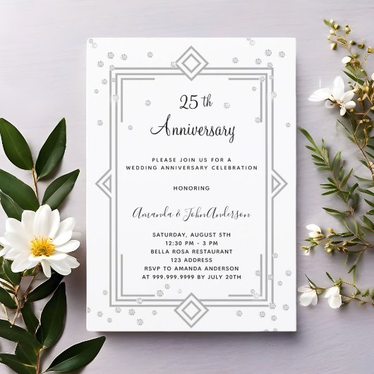 Invitation Art Deco Gatsby 25th diamonds wedding anniversary
