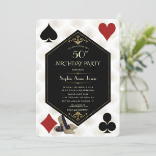 Invitation Art Déco Gatsby Casino Royale Poker Anniversaire